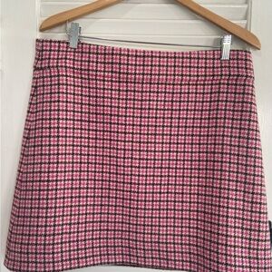 J Crew size 12 pink tweed plaid skirt